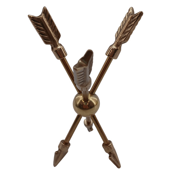 Polished Brass Crossed Arrows Metal Sculpture Desk Table Top Modern Home Decor - Picture 1 of 8
